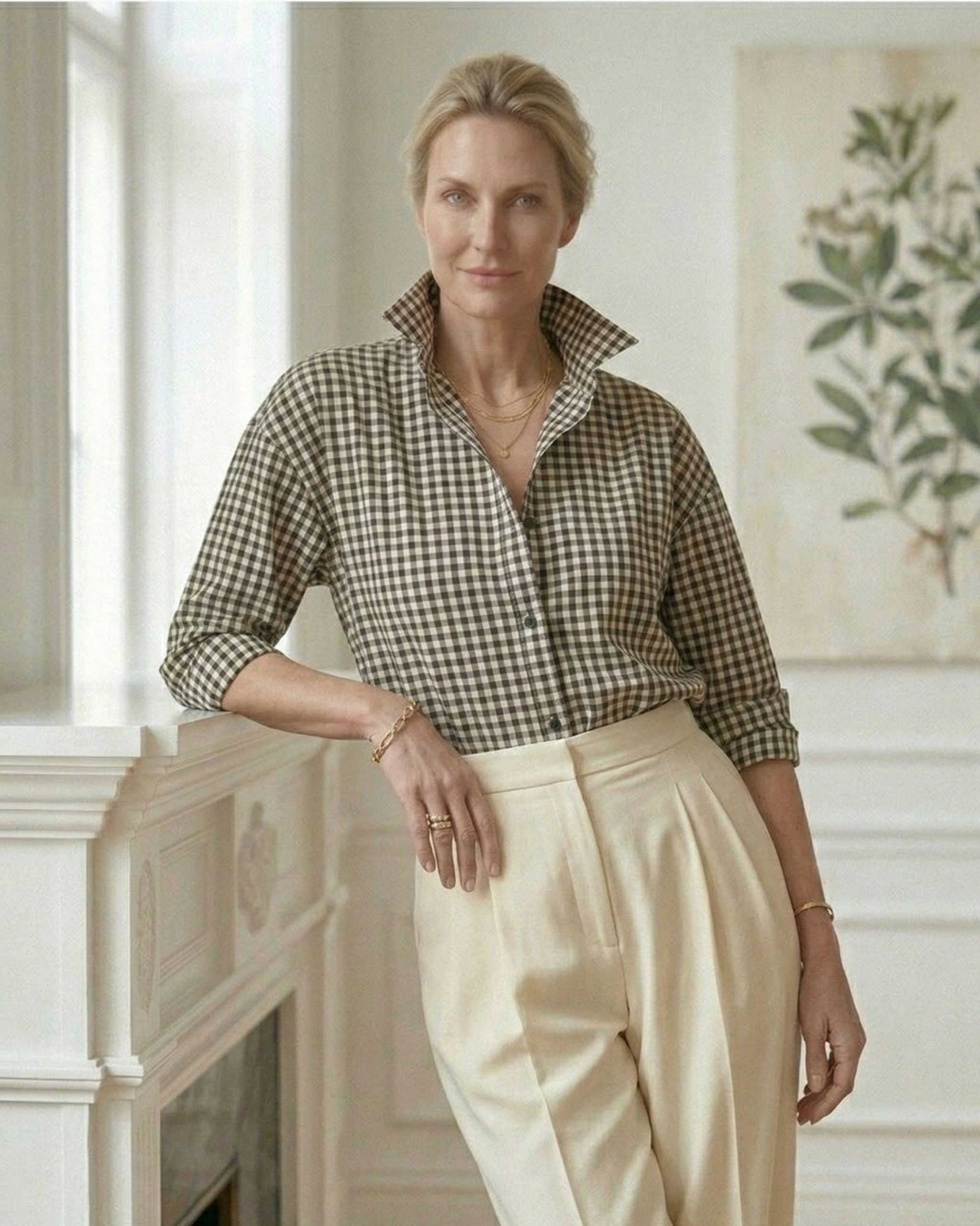 Camisa Miyako vichy blanco y negro