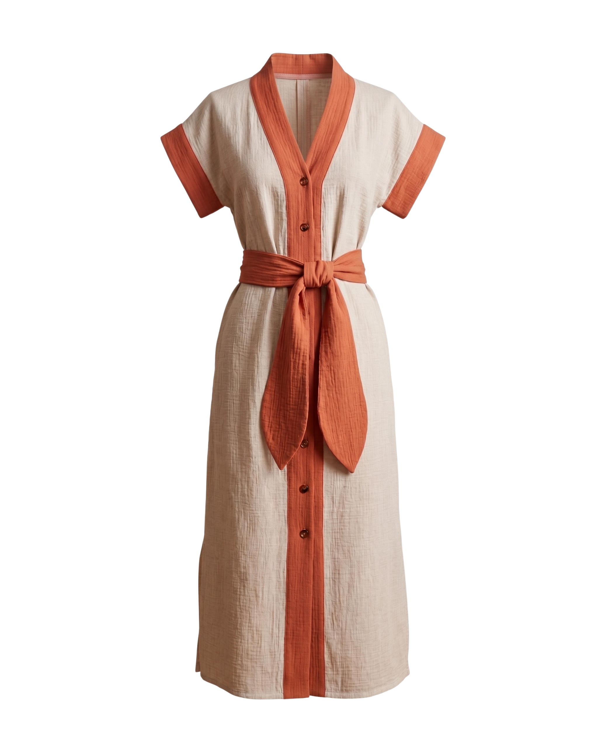 Vestido - kimono Riviere beige / caldero