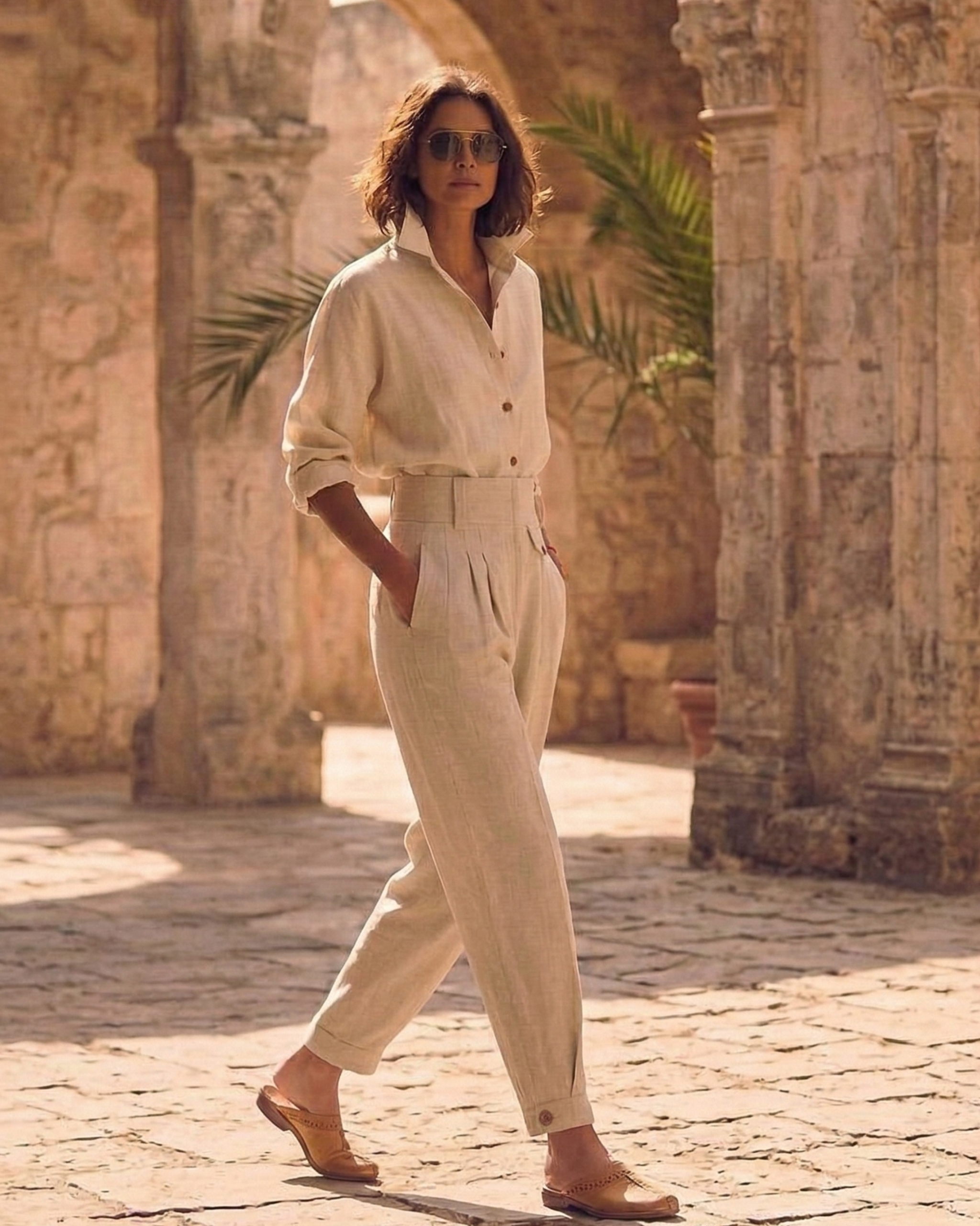 Pantalón Greta lino natural