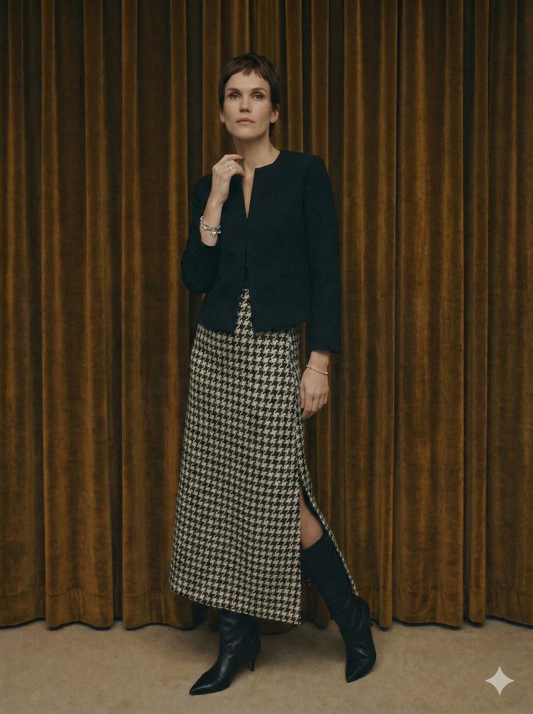 Falda Aura tweed pata de gallo