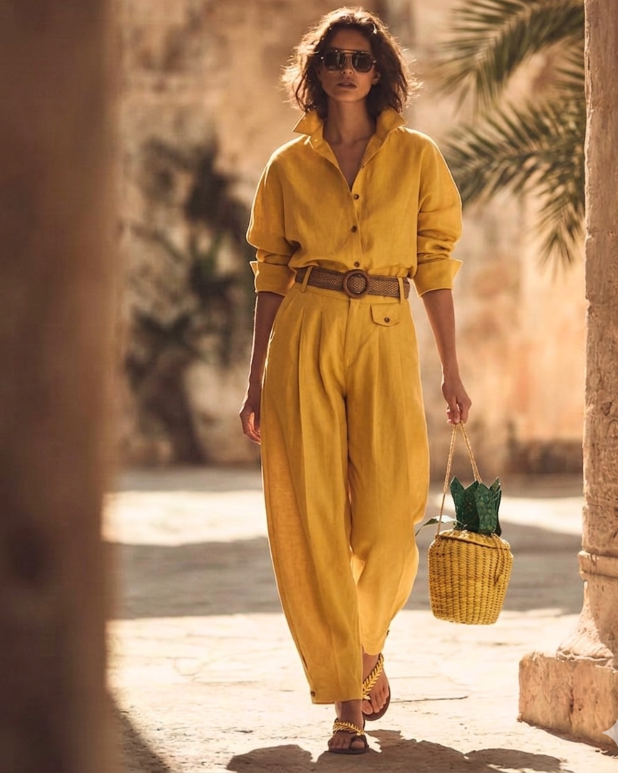 Camisa Miyako lino amarillo