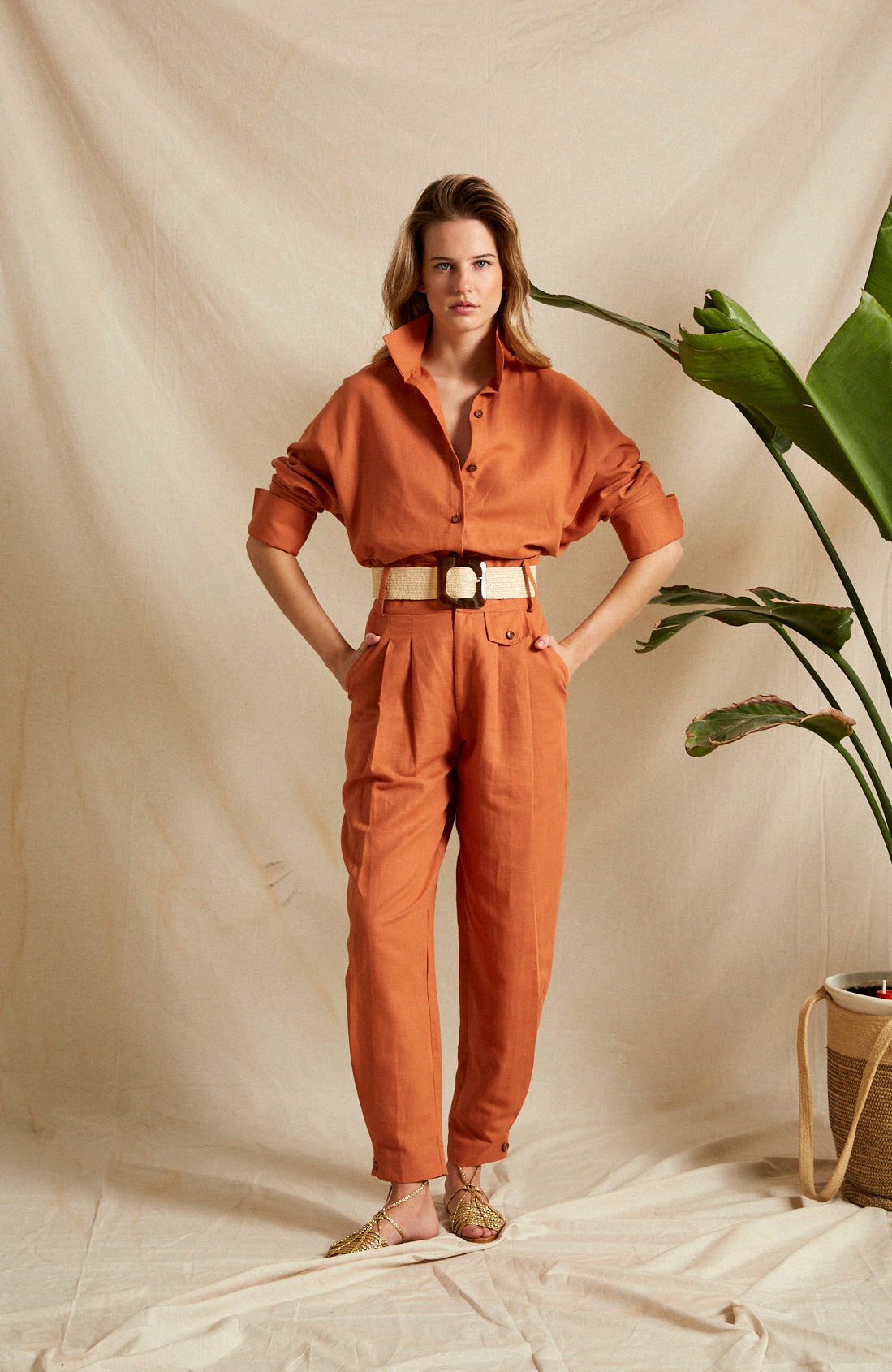 Pantalón Greta lino caldero