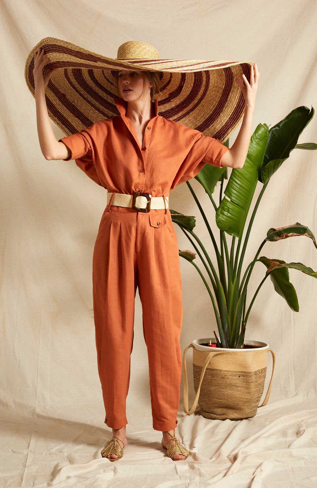 Pantalón Greta lino caldero
