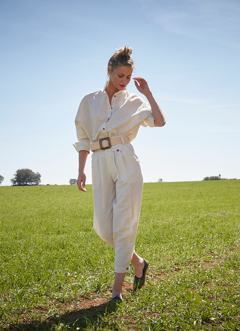 Pantalón Greta lino beige