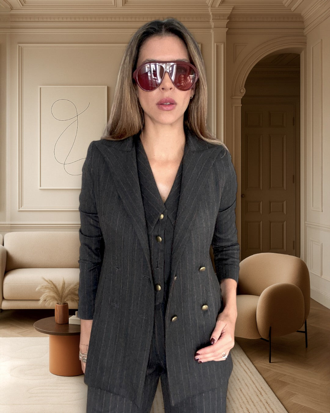 Blazer Rigoletto gris marengo raya diplomática