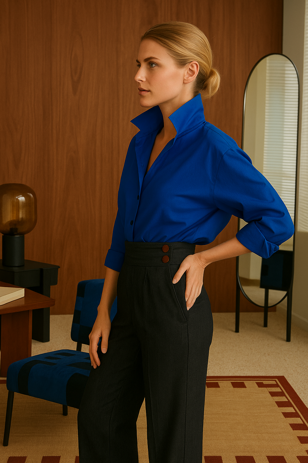 Camisa Miyako azul cobalto