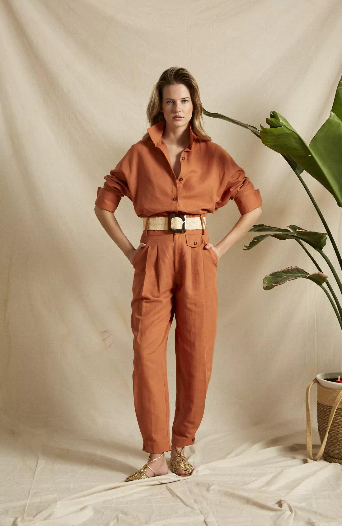 Camisa Miyako lino caldero