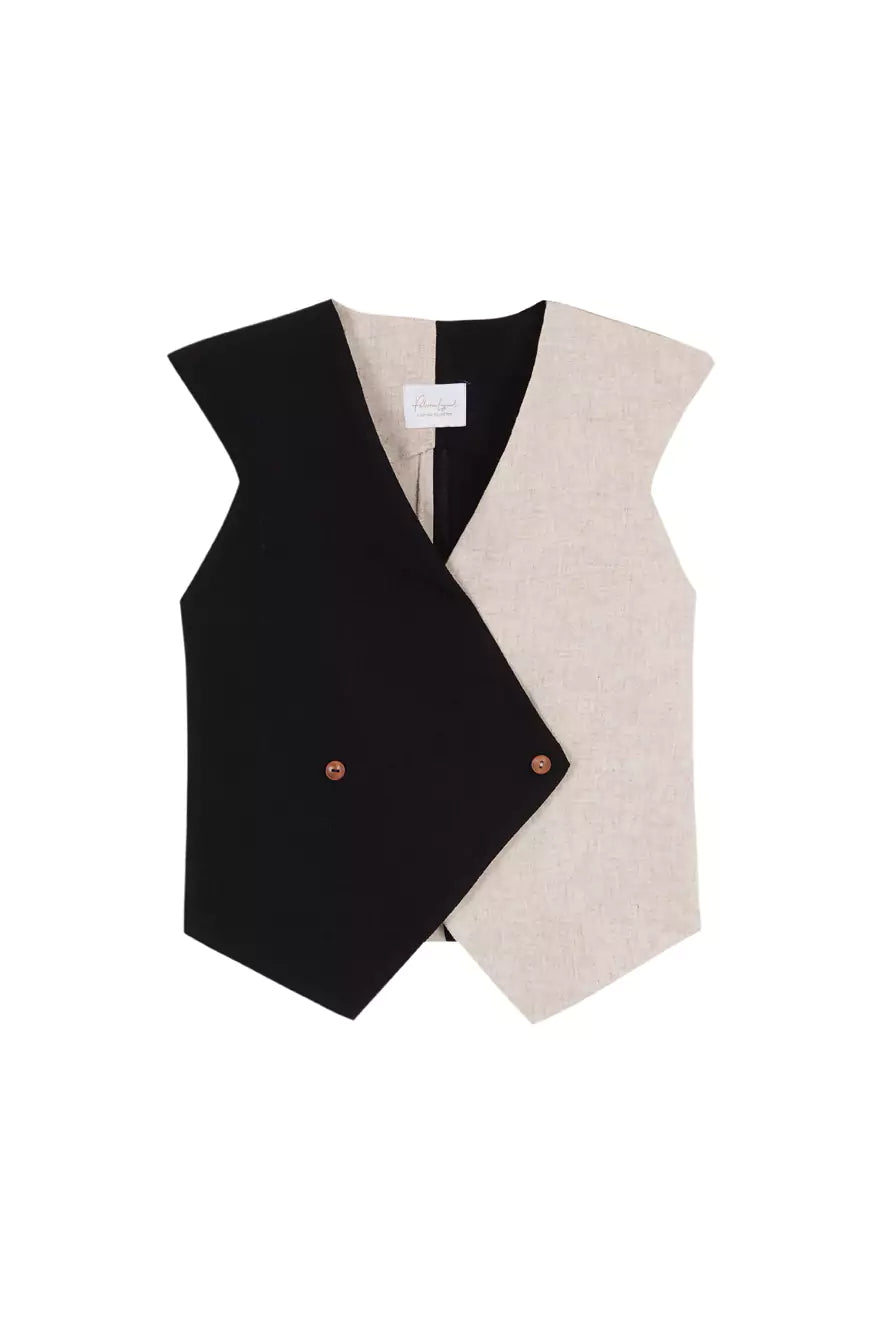 Chaleco Van bicolor natural / negro