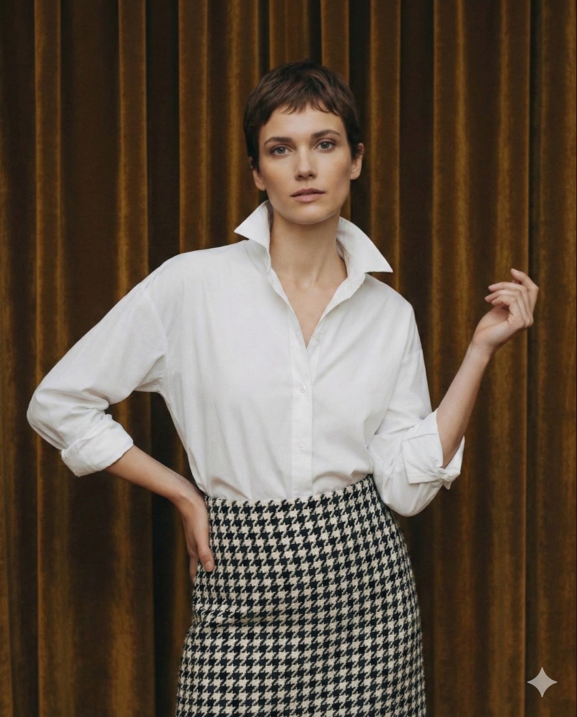 Falda Aura tweed pata de gallo