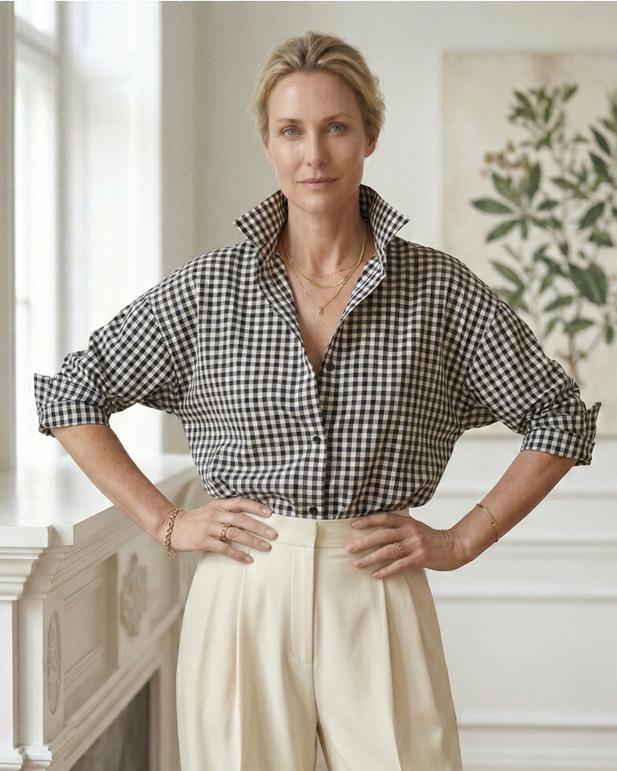 Camisa Miyako vichy blanco y negro