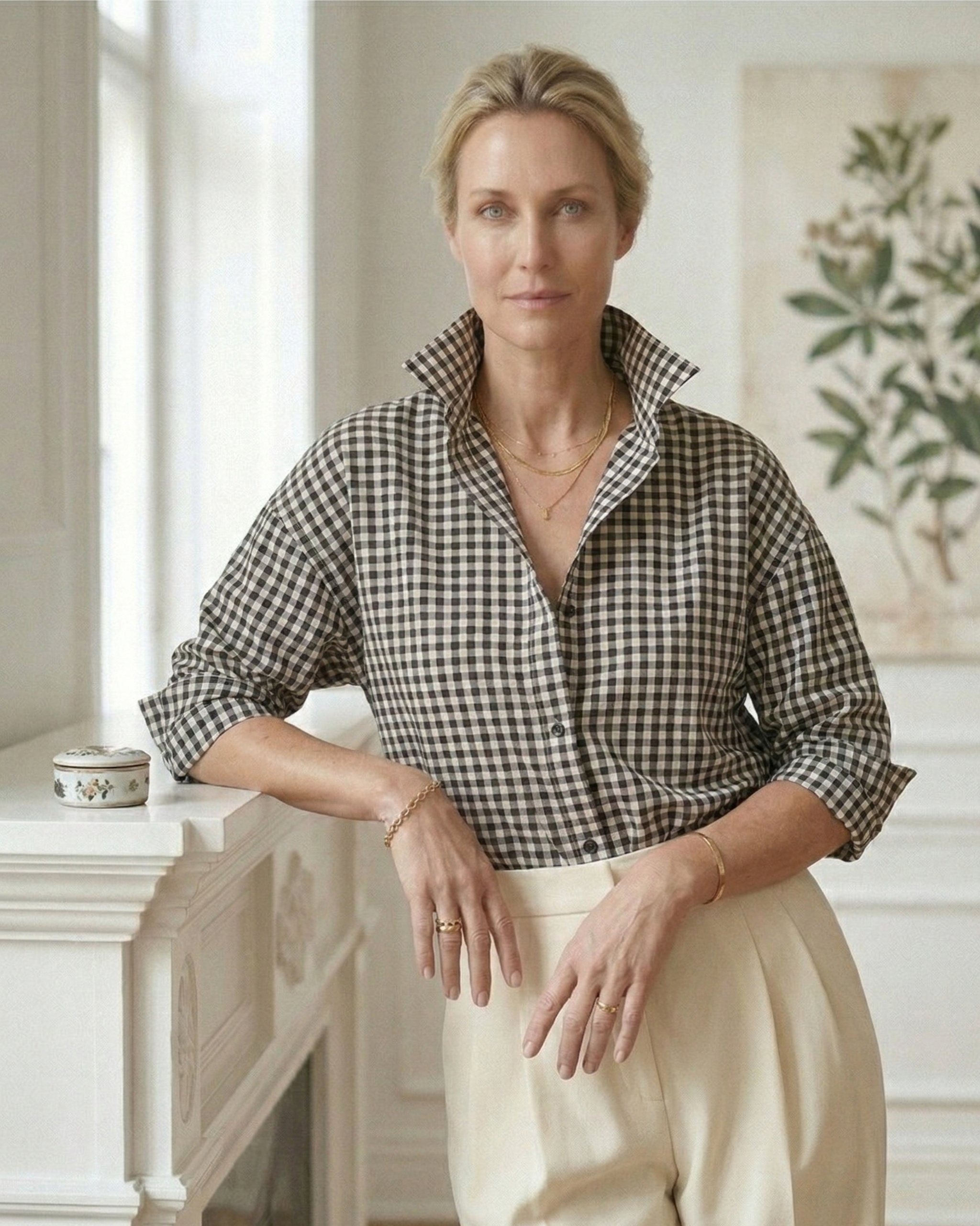 Camisa Miyako vichy blanco y negro