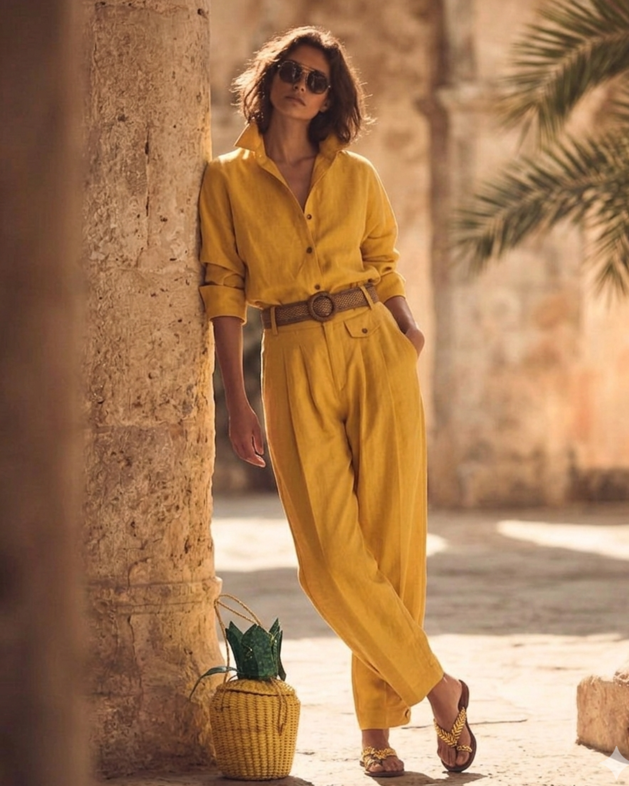 Camisa Miyako lino amarillo