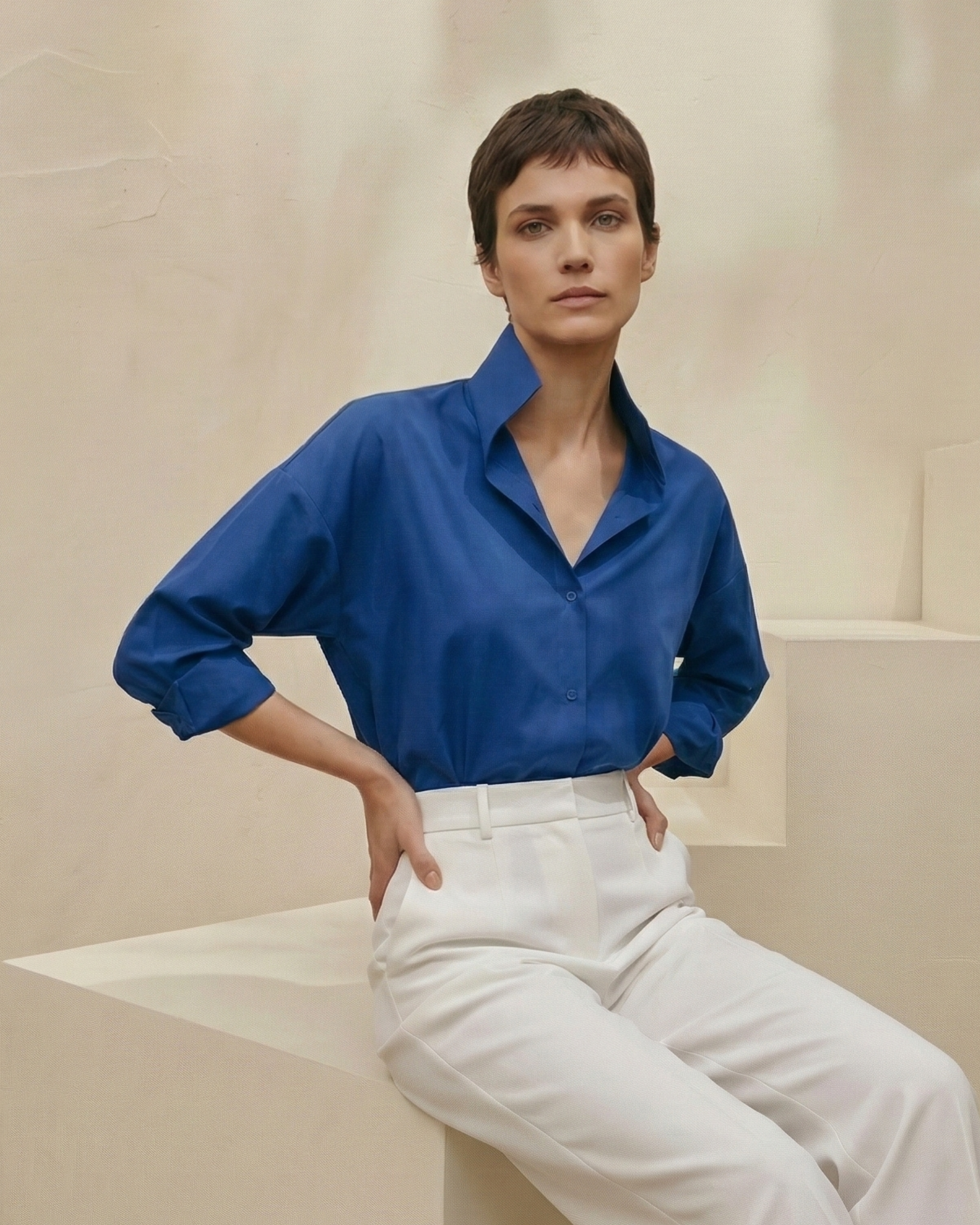 Camisa Miyako azul cobalto