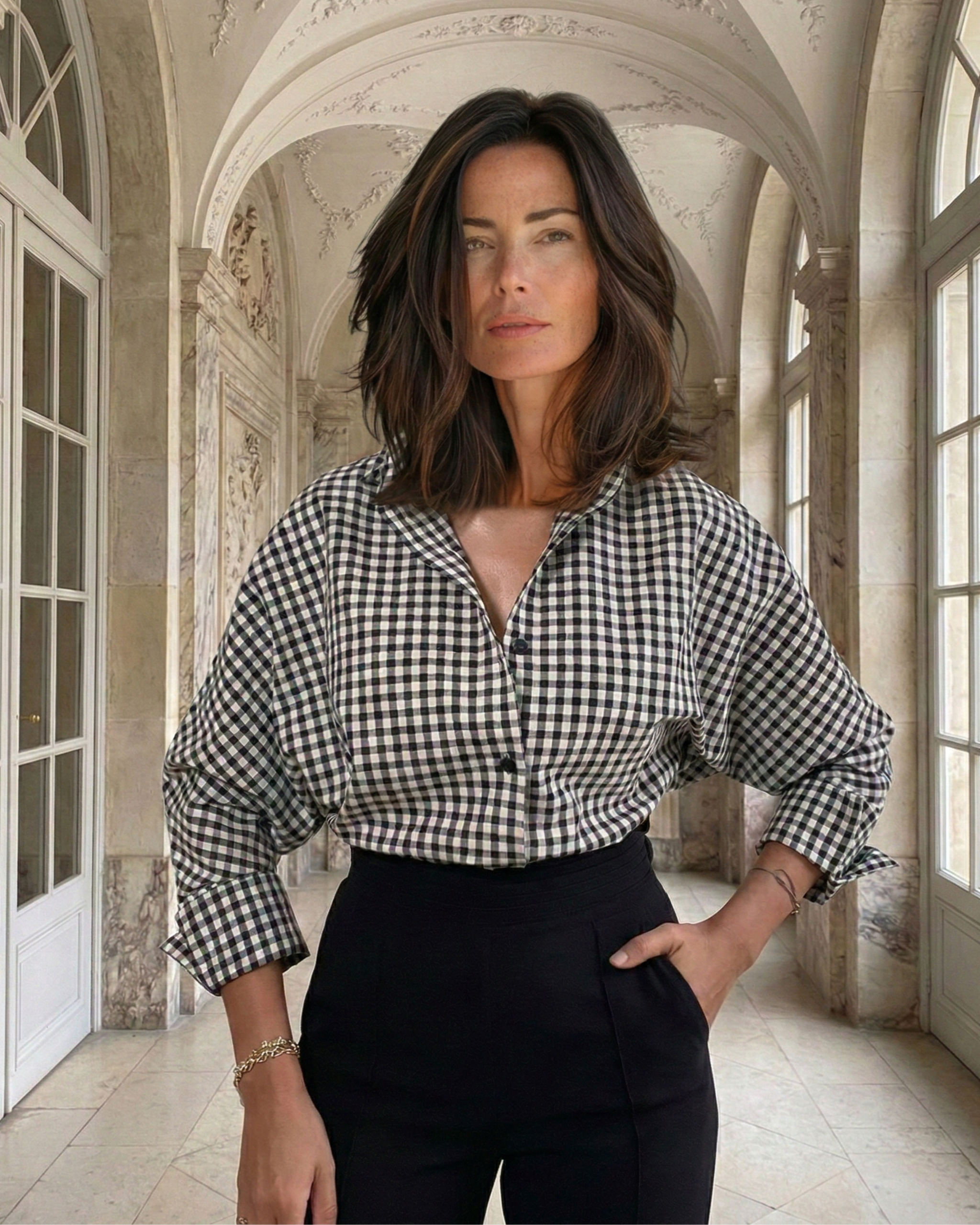 Camisa Miyako vichy blanco y negro