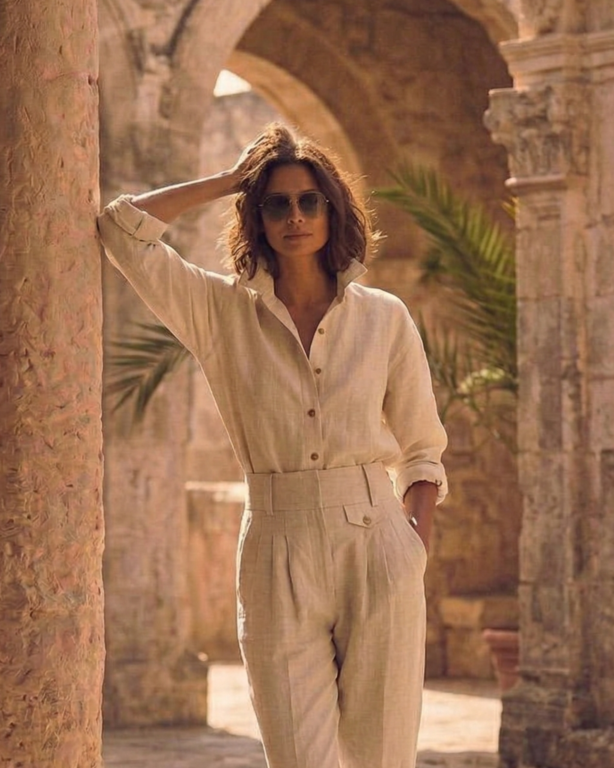 Pantalón Greta lino natural