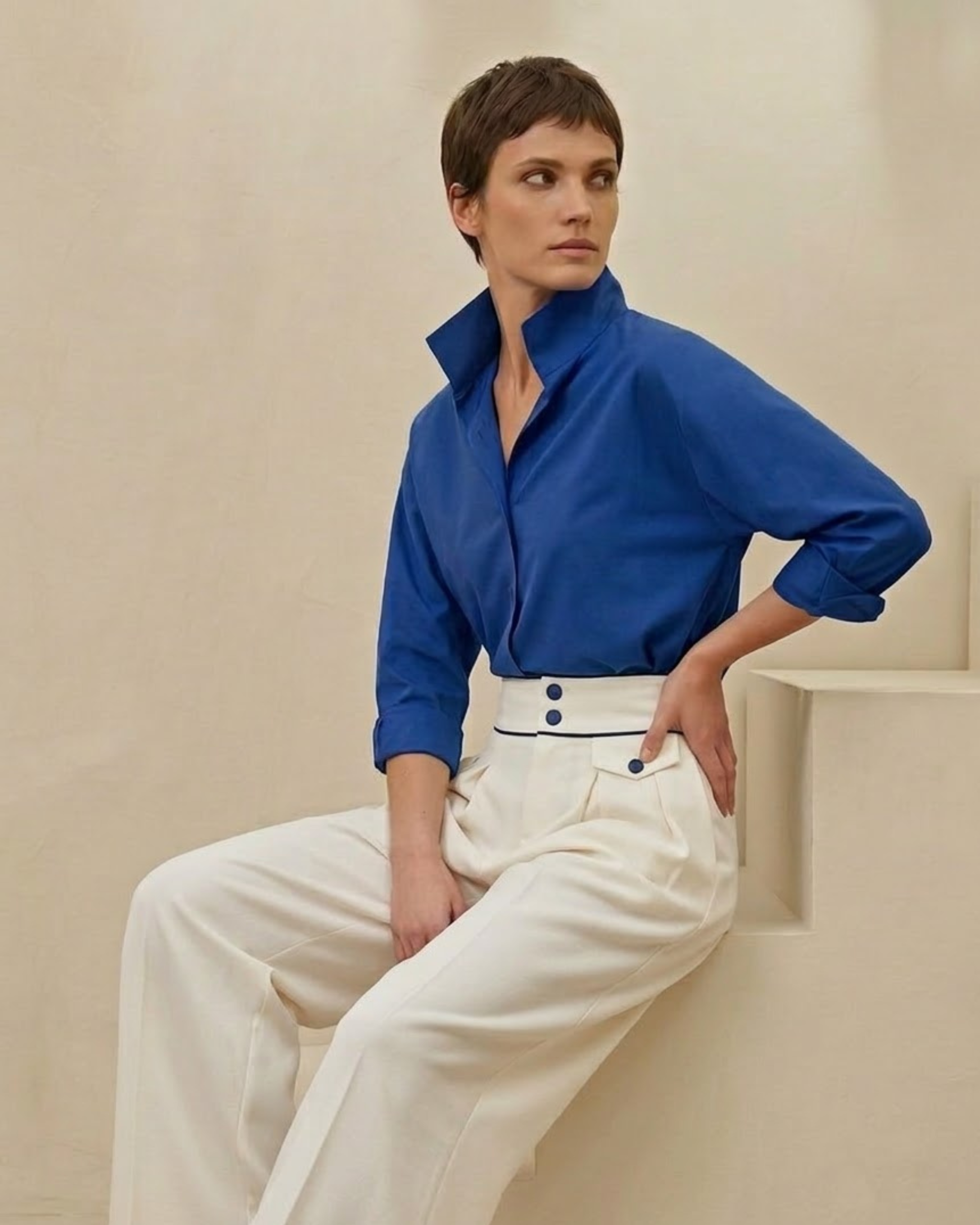 Camisa Miyako azul cobalto