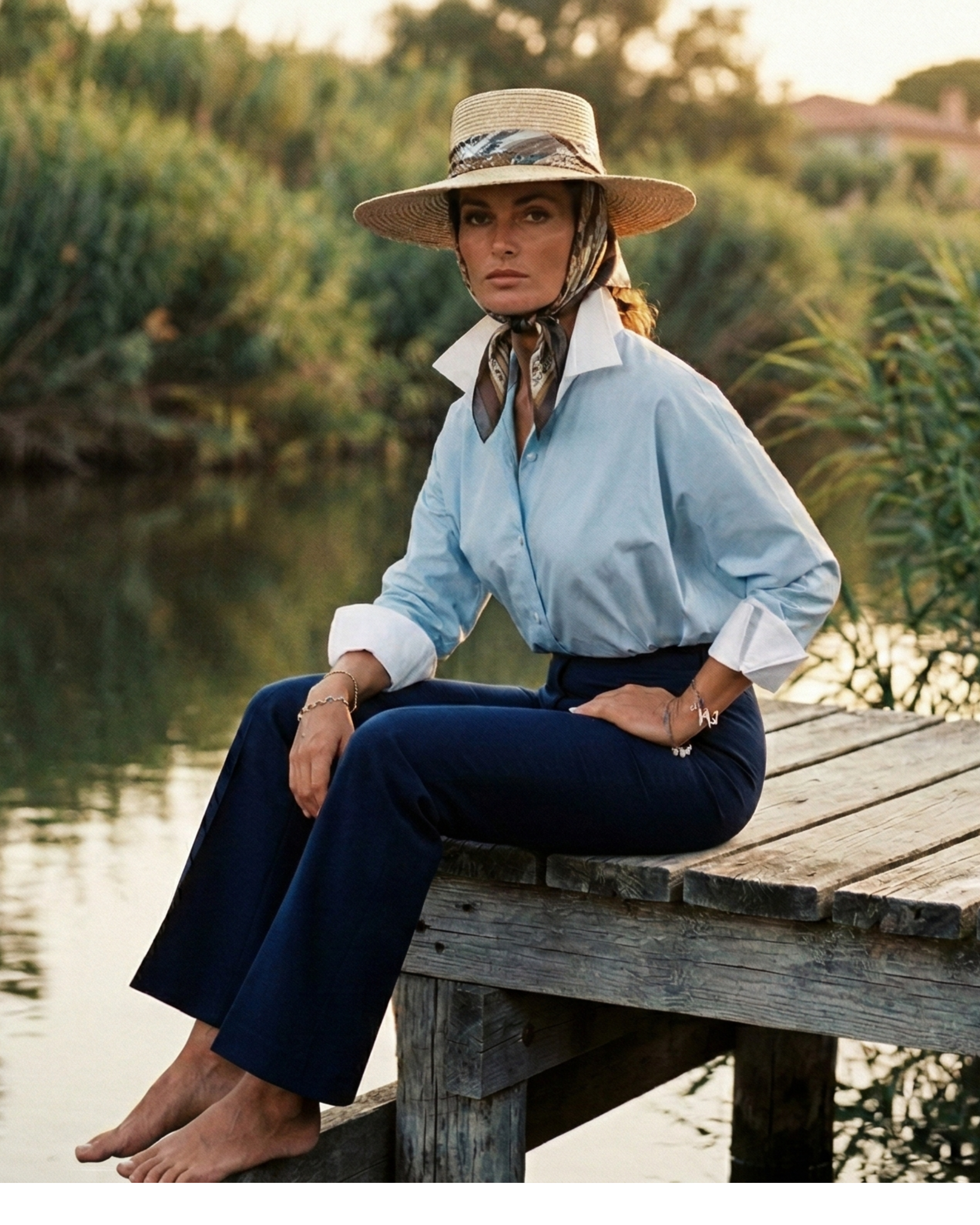 Camisa Miyako azul celeste con blanco