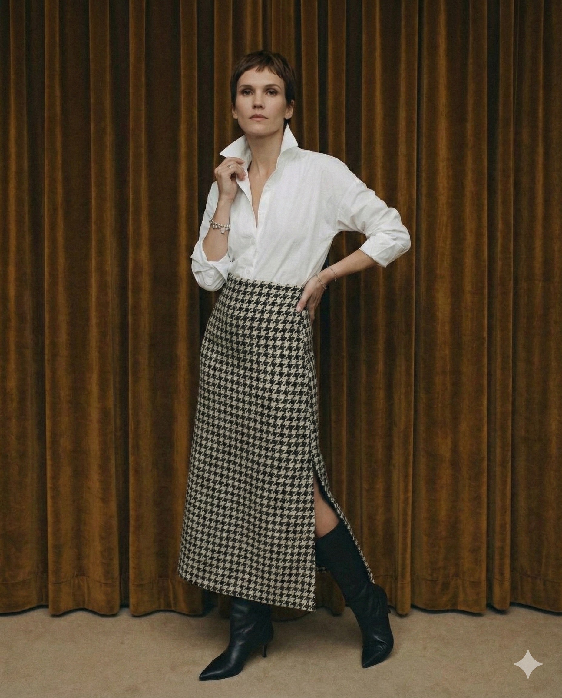 Falda Aura tweed pata de gallo