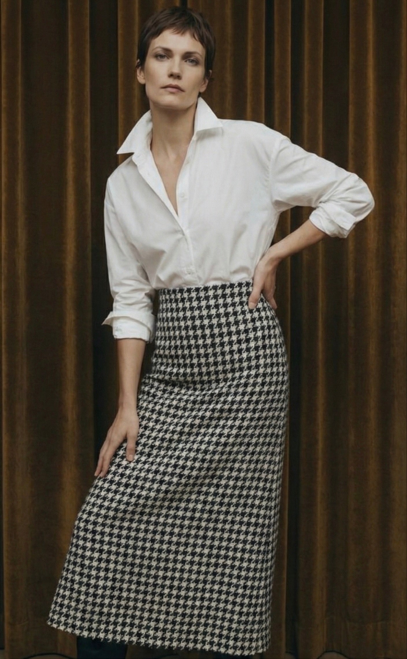 Falda Aura tweed pata de gallo