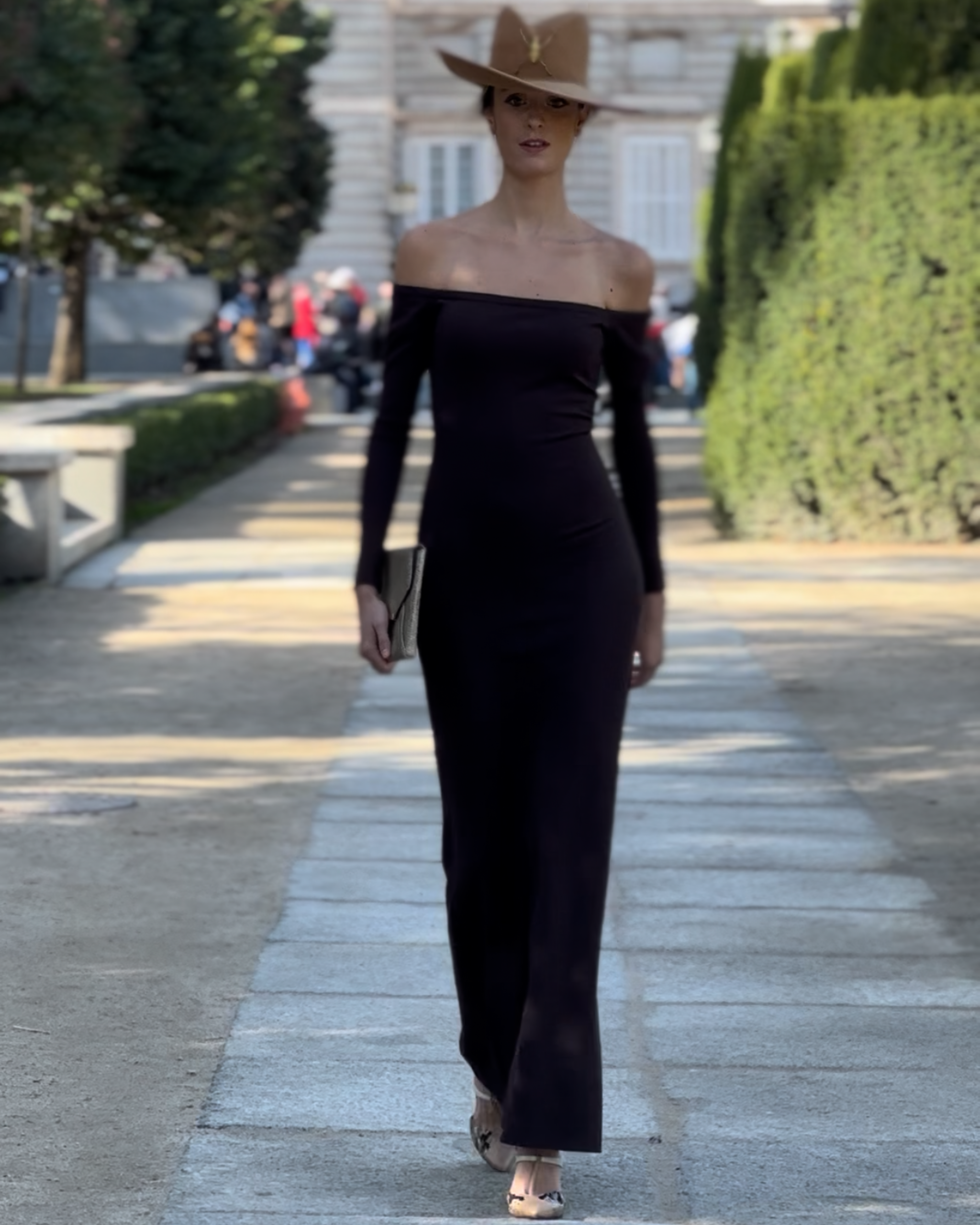 Vestido Otello palabra de honor marrón